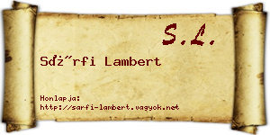 Sárfi Lambert névjegykártya